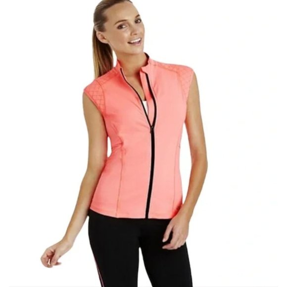 LJ Black Lorna Jane Zip Front Vest Orange - Picture 1 of 6